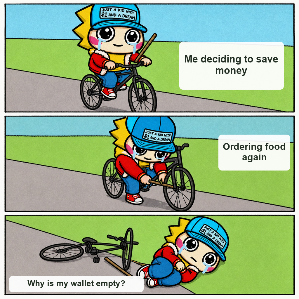 Bike Fall meme scene starring Chog Genesis #1786, exported with edited captions